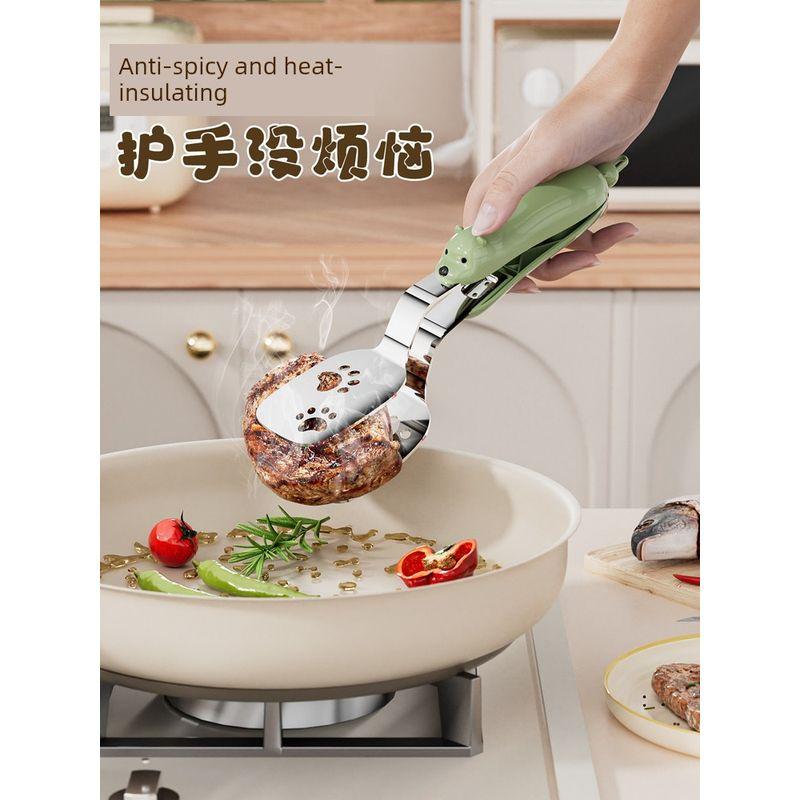 304 Stainless Steel Clip-On Frying Spatula Non-Stick Pan Multifunctional Kitchen Spatula for Frying Eggs, Pancakes, Steak, and Food