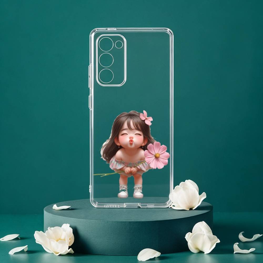 C-Cartoon Cute Baby Girl Phone Case For Samsung Galaxy S24 S25 S23 S22 S21 Plus S24 S25 Transparent Cover Case Samsung S20lite