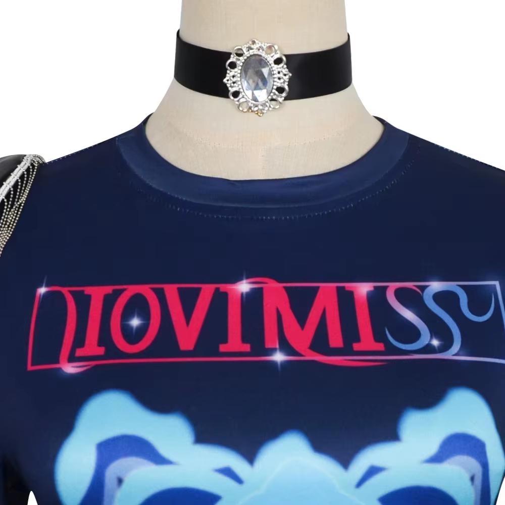 Women Cosplay Stage Cosplay Clothes Set T-Shirt Gloves Skirt Pendant Outfit Uniform Halloween Carnival Party Costume