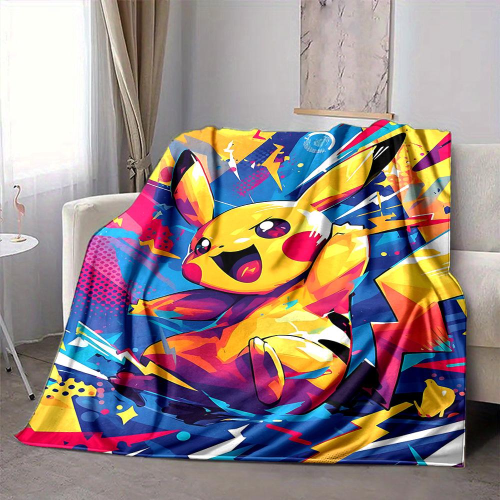 1pc Pikachu Cozy Print Blanket - Lightweight Warm Flannel Throw 80x120cm