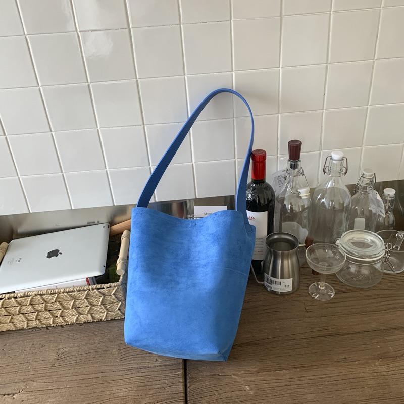 Summer New Retro Solid Color Large-capacity Bucket Bag Women's Simple Fashion Versatile Underarm Shoulder Bag