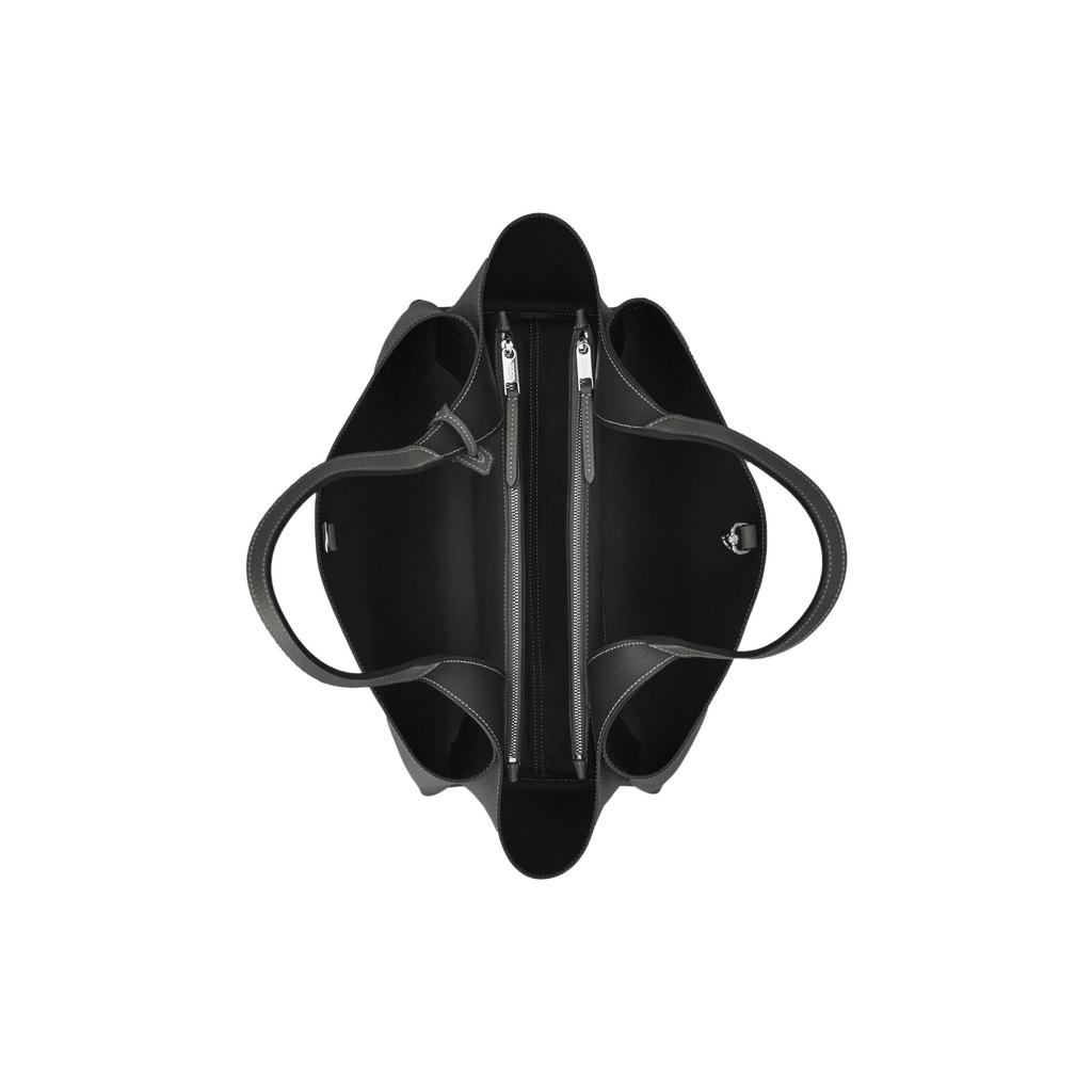 Tods Metal T-Shaped Pendant Letter Print Leather Tote Bag Women tote bags Black XBWAPAF9300QRIB999