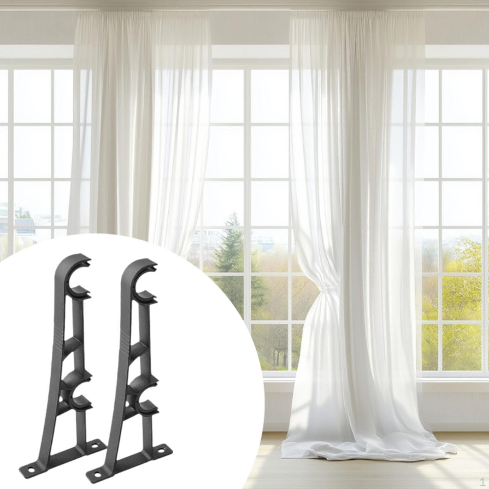 

2 шт. держатель кронштейна для карниза для штор многоцелевой прочный держатель декоративные настенные штанги чёрный