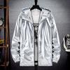 Herren Frühling und Herbst Übergröße glänzende Freizeitjacke Jugend Kapuzenoberteile