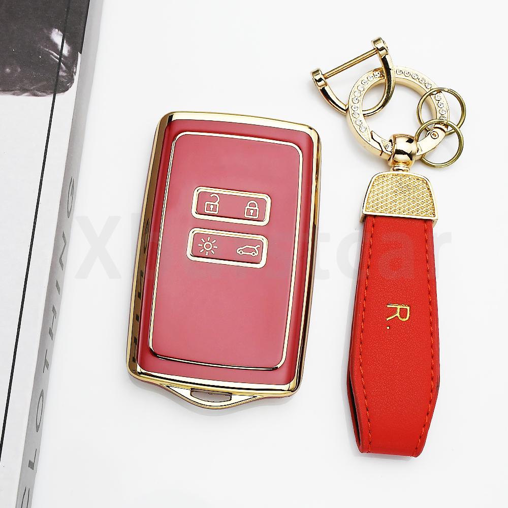 Gold Edge Tpu Shell Fob Car Smart Key Case Cover For Renault Talisman Espace Zoe Koleos Kadjar Clio Megane Scenic Dacia Sandero