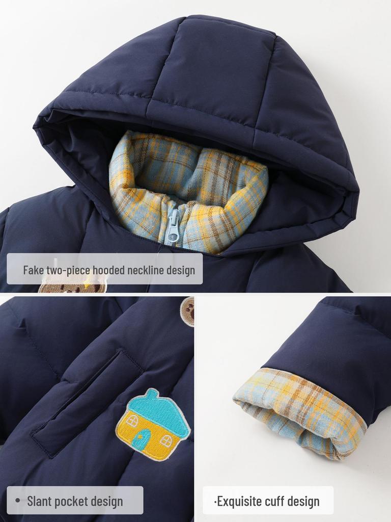 Kaka Panda Kids' Winter Padded Jacket: Warm Cotton Coat for Boys, Girls, and Toddlers (Autumn/Winter)