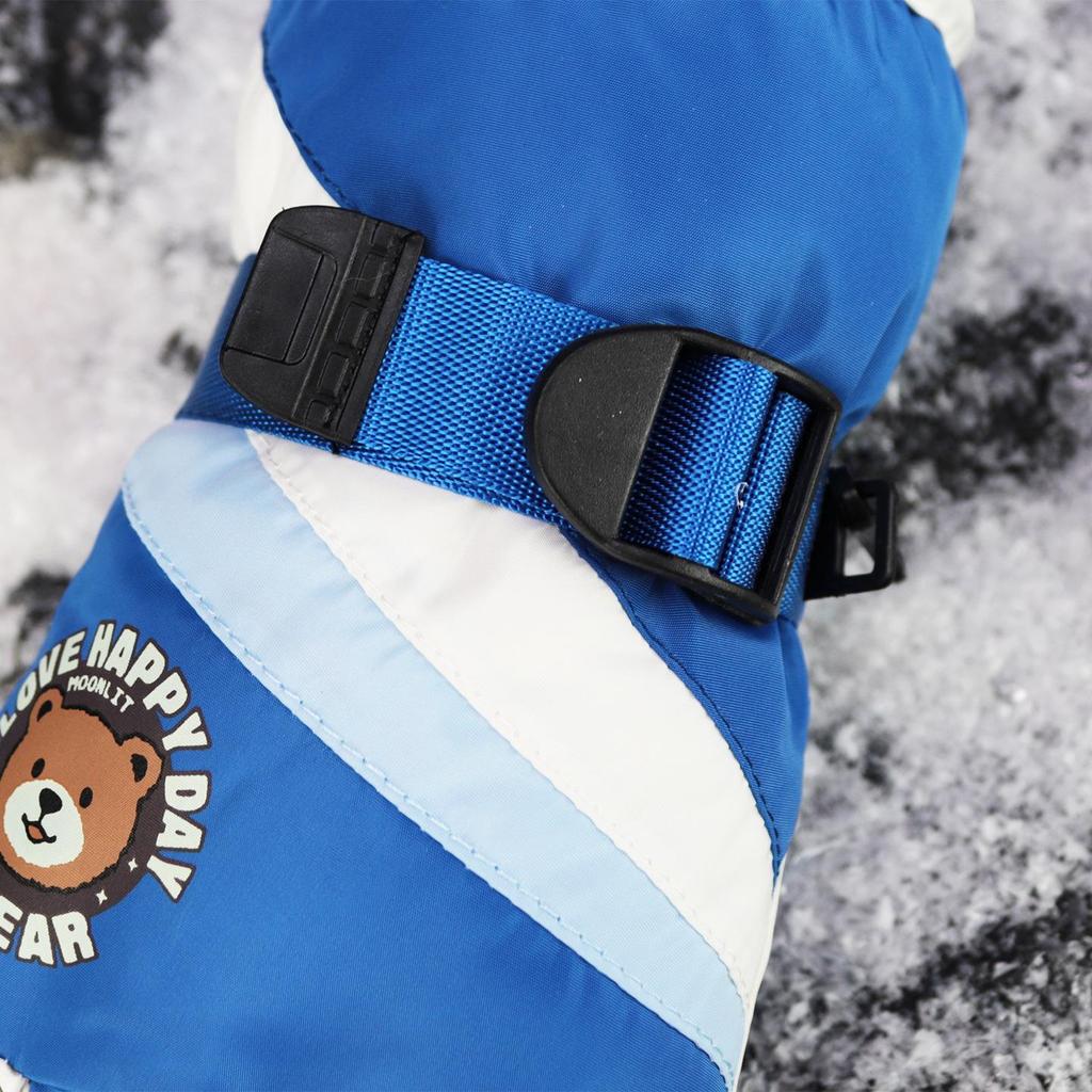 Kids' Cartoon Ski Gloves: Non-Slip, Fleece-Lined, Waterproof, Windproof, Coldproof for Winter Cycling and Snow Play.