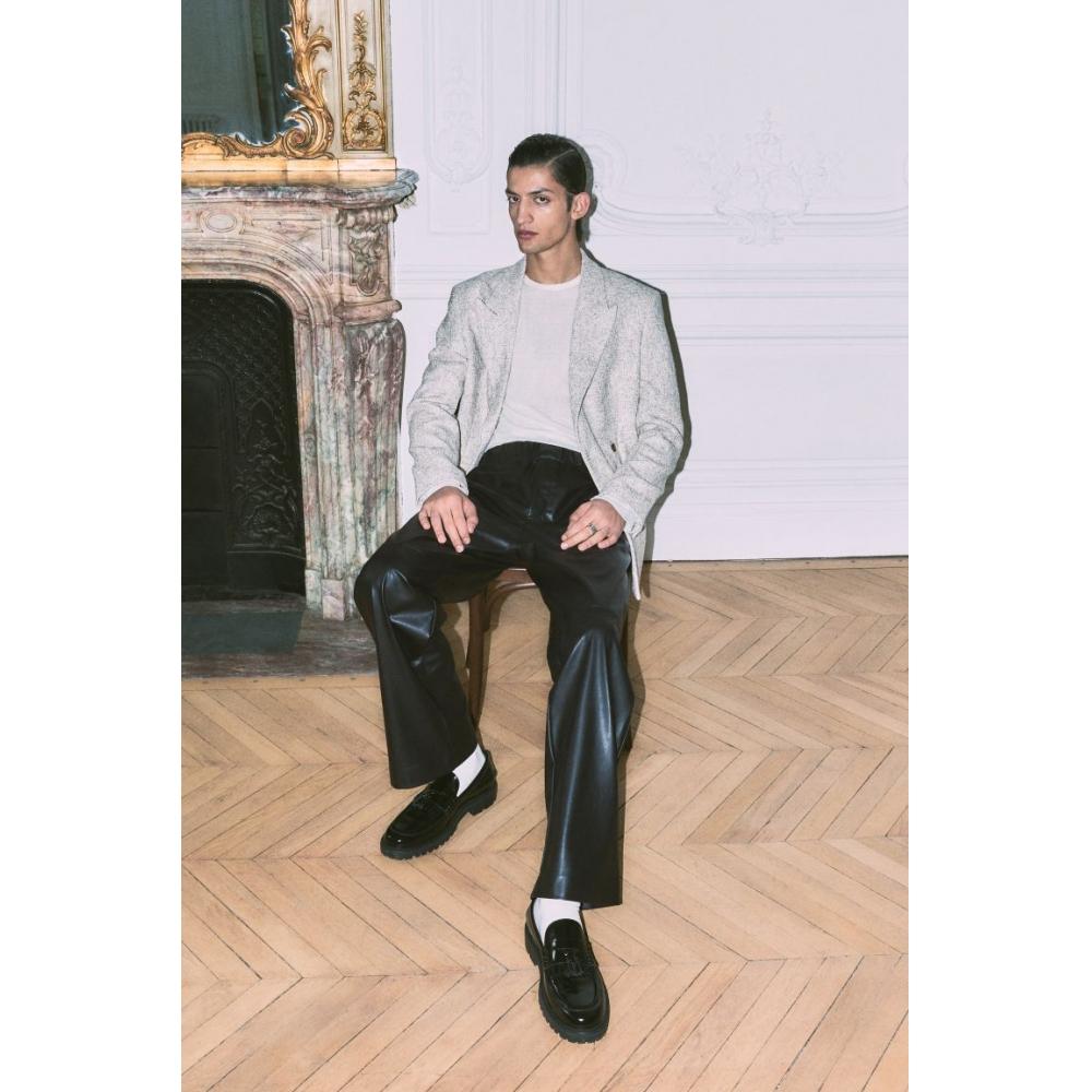H M Relaxed Fit Coated Pants Black