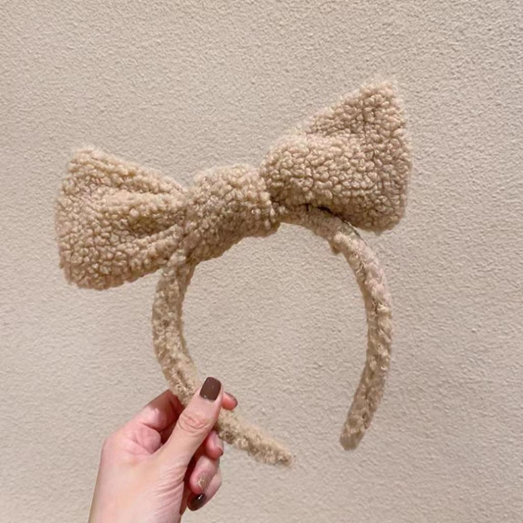 Luxurious Knitted Bow Plush Headband for Autumn/Winter - Face Washing Hair Accessory and Clip