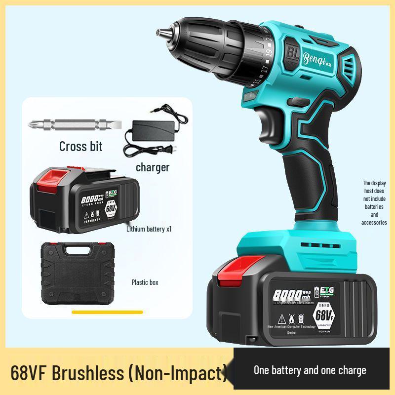High Power Cordless Brushless Impact Drill with Pure Copper Motor and Rechargeable Lithium Battery