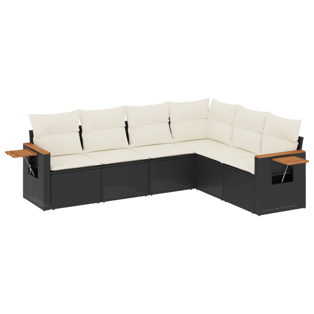 Vidaxl 6-Cz. Set di Mobili da Giardino con Cuscini, Polyrattan Nero