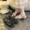 Mode Blume High Heels Damen Sandalen Elegante Schuhe Eckige Zehenpartie Slingback Sommer 2025 Trend Kleid Pumps Party Klobige Sandalen für Damen