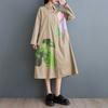 Plus Size Printed Splicing Casual Simple Sweetheart Long Sleeve Dresses