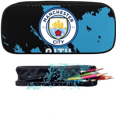 Manchester City FC Pencil Pencil Cosmetic Pouch Large School Elementary School Birthday Cute Case, Case, [Unofficial] Lightweight, Multi-functional,