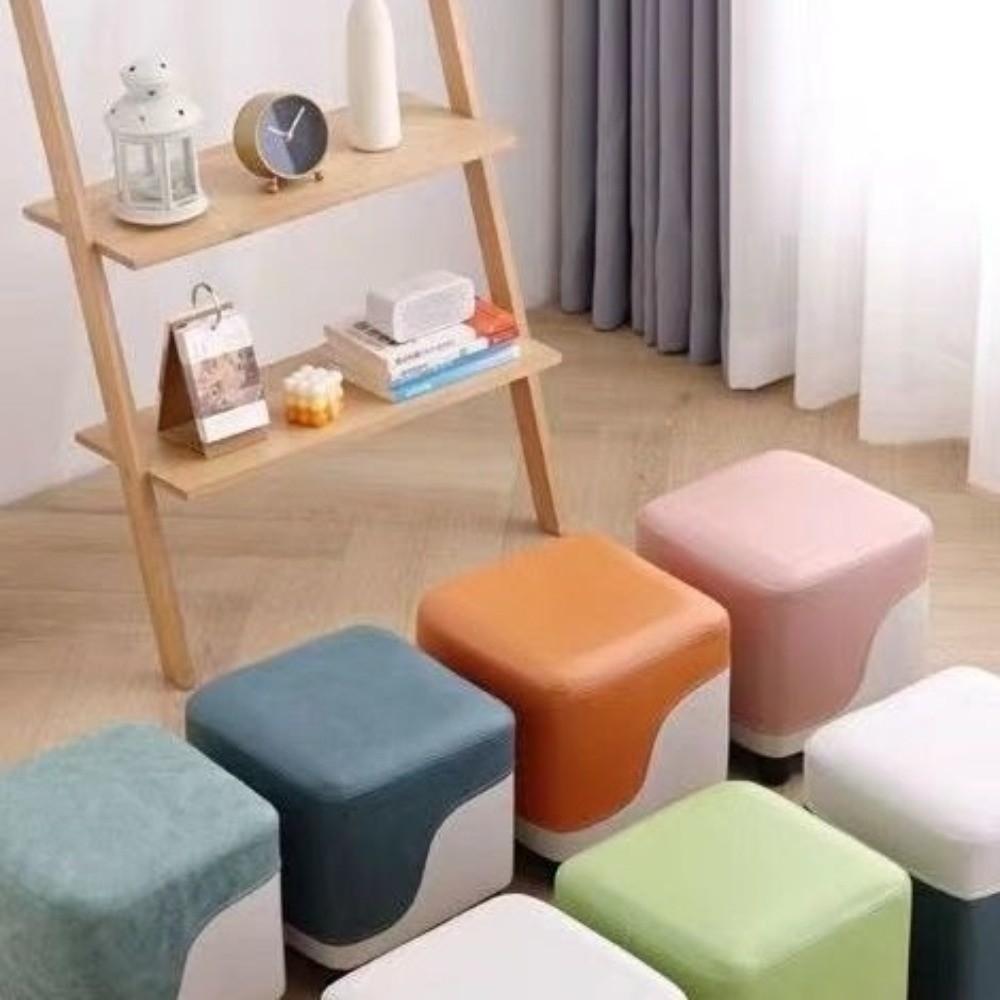 Useful Technical Cloth Small Stool Wooden Breathable Nordic Stool Multifunctional Colorful Shoe Changing Stool Household Use
