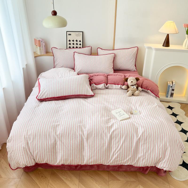 Winter Bedding Set Duvet Cover Set Ins Style A-Class 100% All Cotton Milk Velvet Cotton Velvet for Autumn Winter Soft and Warm