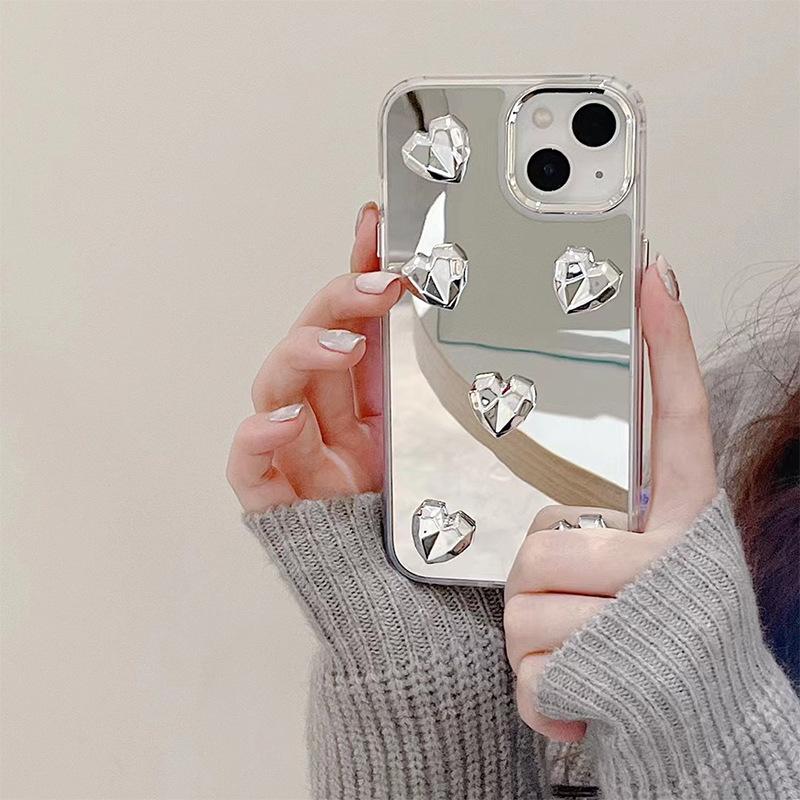 Iphone16Plus Mirror Mobile Phone Case Is Suitable For Apple 17Pro Love Light Luxury 15 Women'S 12 Niche Xsmax