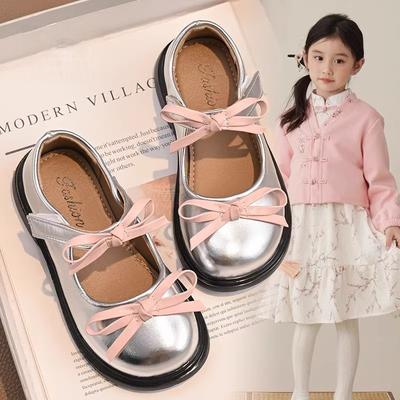 Girls Bow Princess Leather Shoes 2025 Spring and Autumn Lolita Children Shallow Mouth Single Shoes Middle and Older Children and Students Perfo