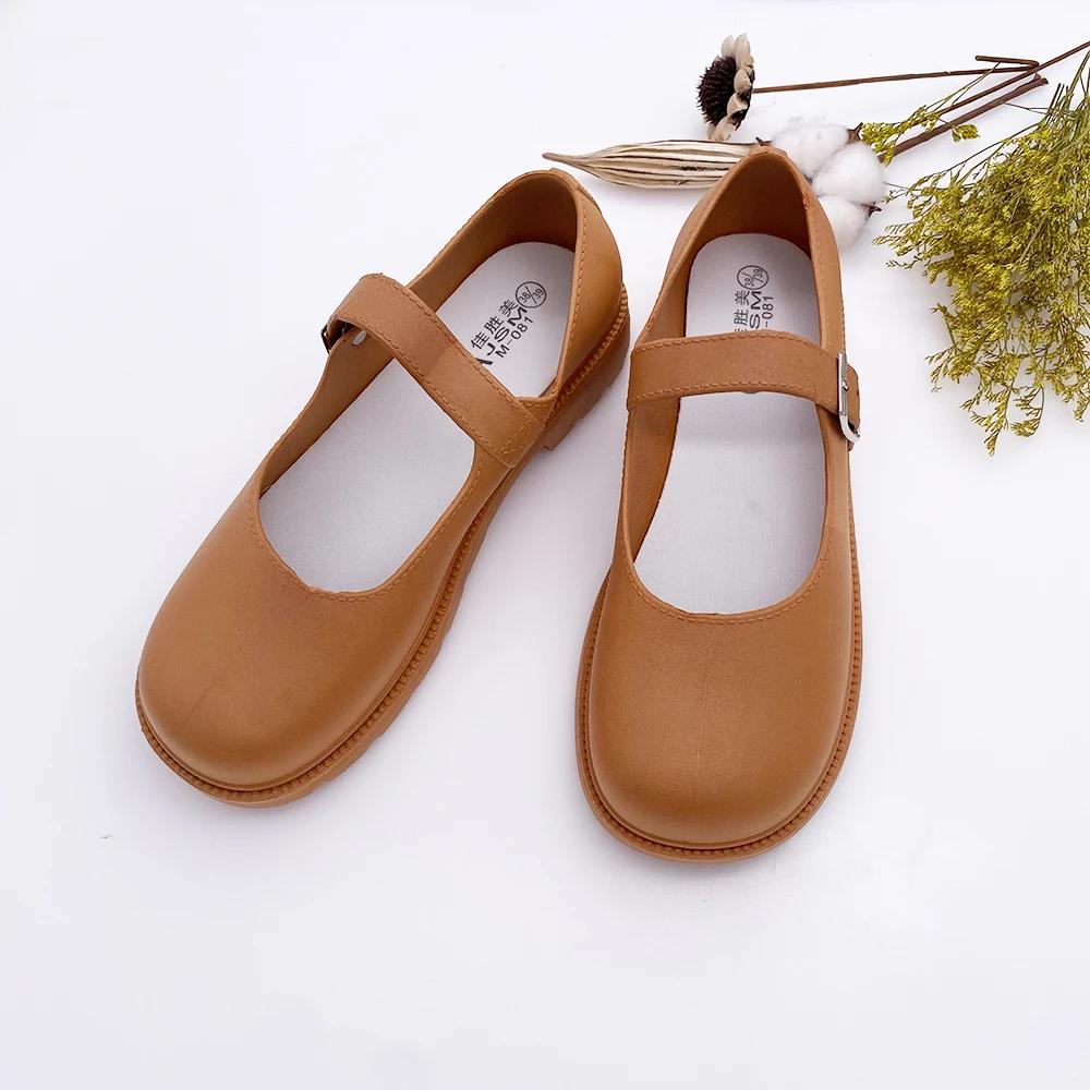 Fashion Women's Shoes and Flip-flops, A New Type of Fashionable Thick-soled Flat-bottomed Single-button Shoes in Baotou for Summer