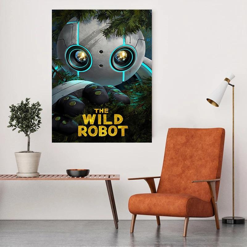 The W-Wild R-Robot Canvas Wall Art Sci-Fi Adventure Movie Poster Cartoon Robot Painting Kids Bedroom Decor Vibrant Wall Decor