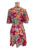 2025 Summer Floral Print Cross-Neck Tie-Waist Dress for Women