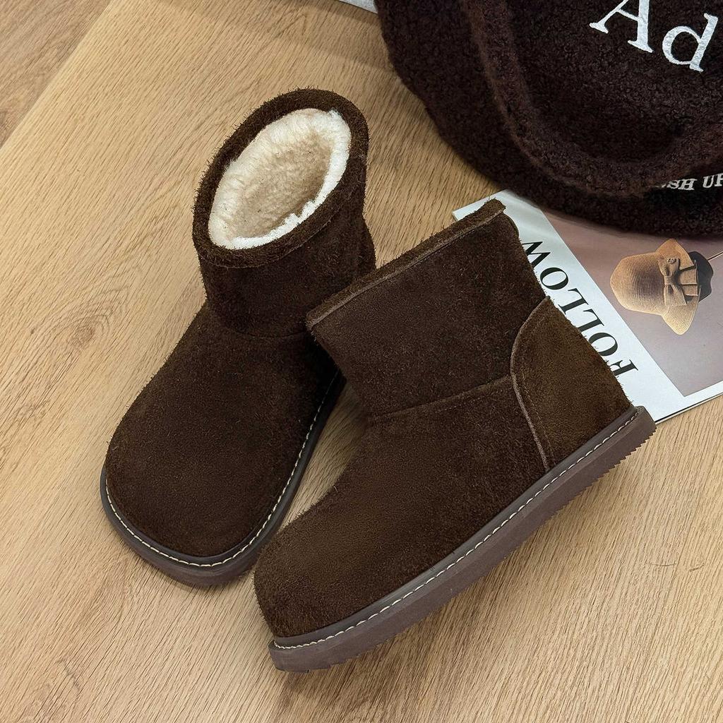 increase square head ugly cute snow boots 2025 winter cover ancient thick-soled big-headed cotton shoes loose sense velvet non-slip short boots