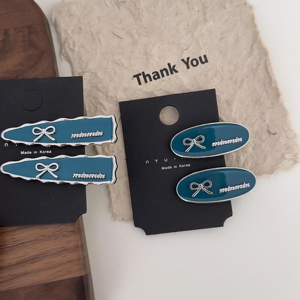 Women s Blue Ribbon Oval Triangle Clip Hairpin triangle (individual)