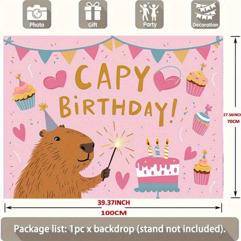 A cute pink river dolphin birthday party banner - 2D flat polyester decoration, with "Dolphin's Birthday!"
