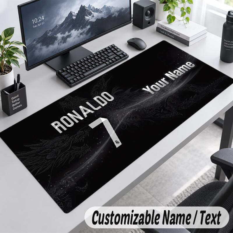 Custom Name Text Mouse Pad Cristiano Ronaldo Personalized Desk Pad For Work And Gaming
