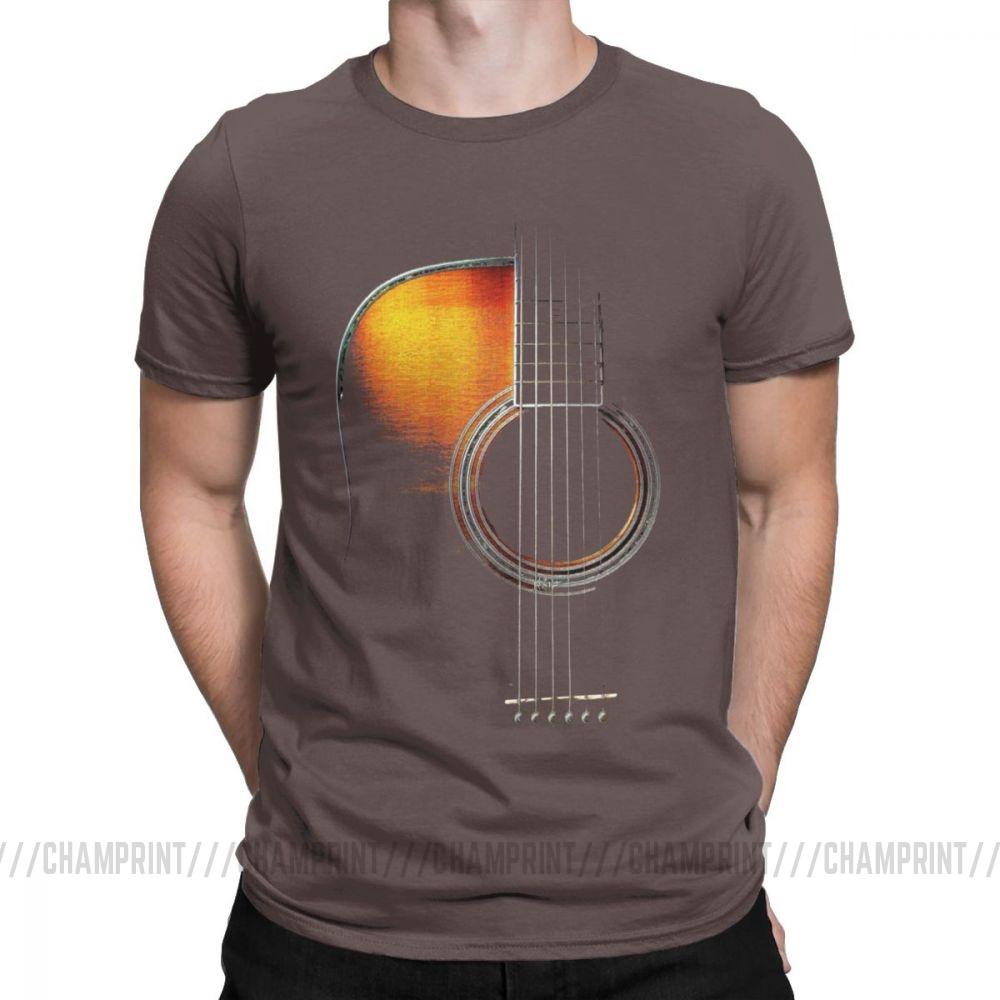 Men T Shirt Acoustic Guitar Hi Lite Music Vintage 100 Cotton Tees Short Sleeve T