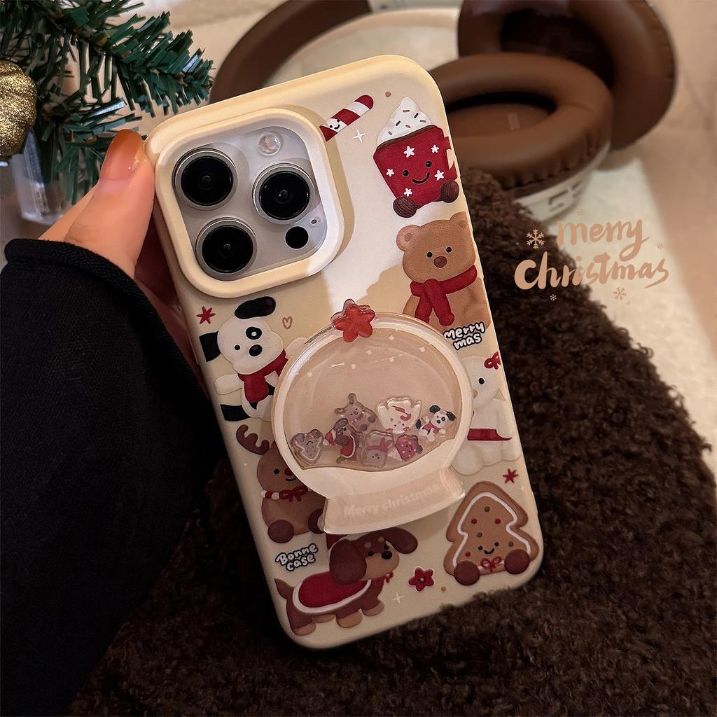 Crystal Ball Shaking Stand Suitable for Iphone16 Apple 15 Promax Mobile Phone Case 14 Lanyard 13 Plush 17