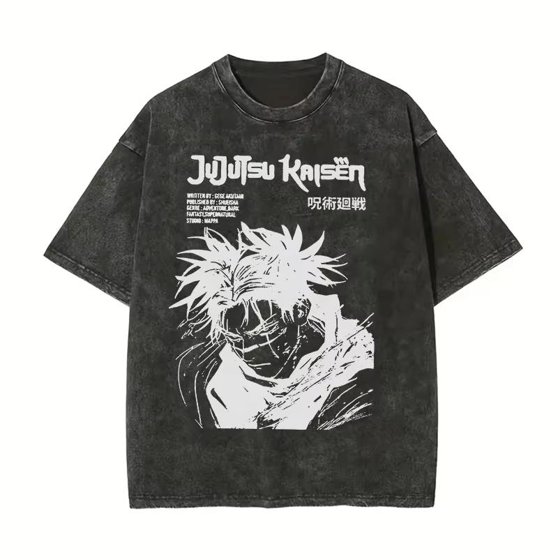 T-shirt Stampata Choso Jujutsu Kaisen da Uomo e Donna T-shirt Lavata Cotone Vintage di Alta Qualità Harajuku YK Top