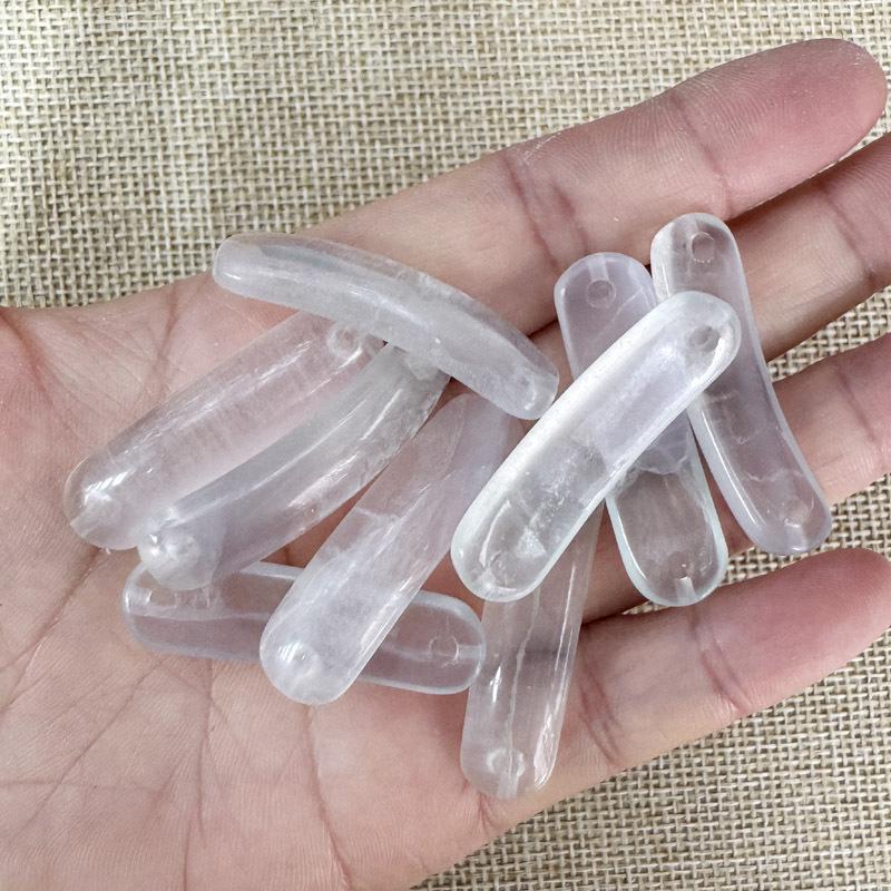 Natural Amethyst & Rose Quartz Bent Tube Connector for DIY Bracelets