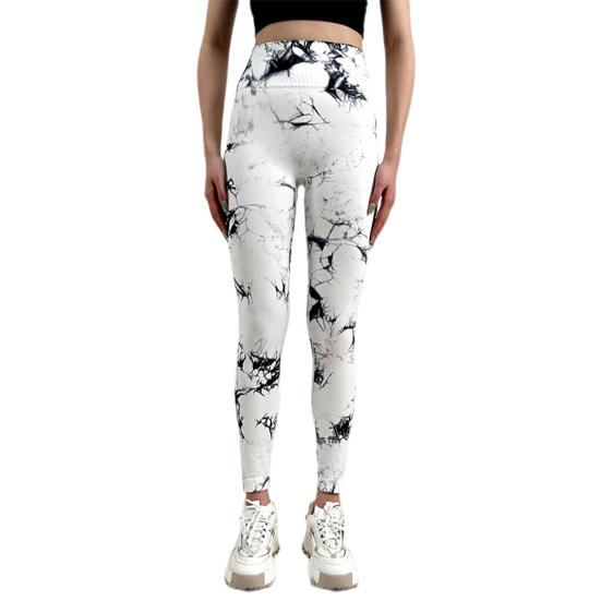 Dámské kalhoty na jógu s vysokým pasem a širokým elastickým páskem legíny s kravatou potisk boků zvedající postavu zlepšující střih běžecké cyklistické kalhoty