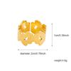 Elegant 18K Gold-Plated Geometric Stainless Steel Ring with Natural Stone, Adjustable for Women