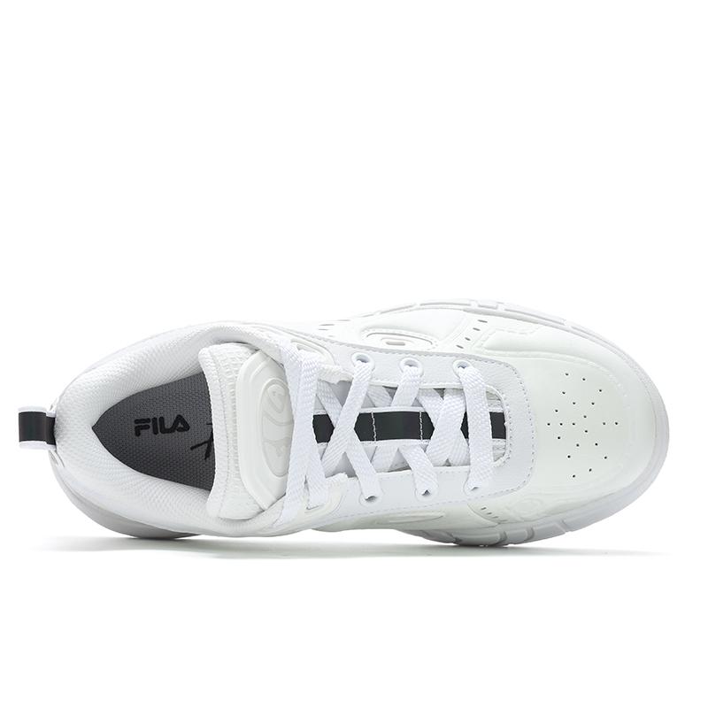 FILA Melt Simple Fashion Thick Sole Height Increasing Wear Resistant Low Top Skate Shoes Women Sneakers White Gray F12W431201FWV