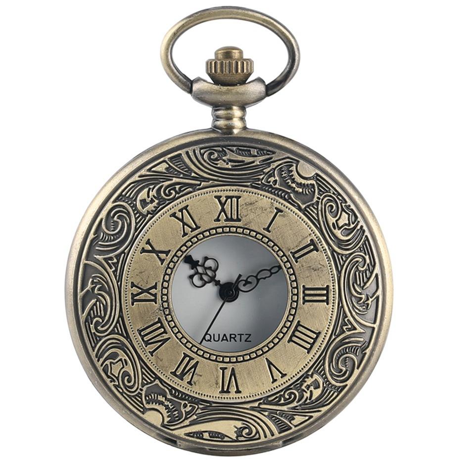 Vintage Big Roman Pocket Watch Classic Pattern Pocket Watch European and American Necklace Roman Pocket Watch