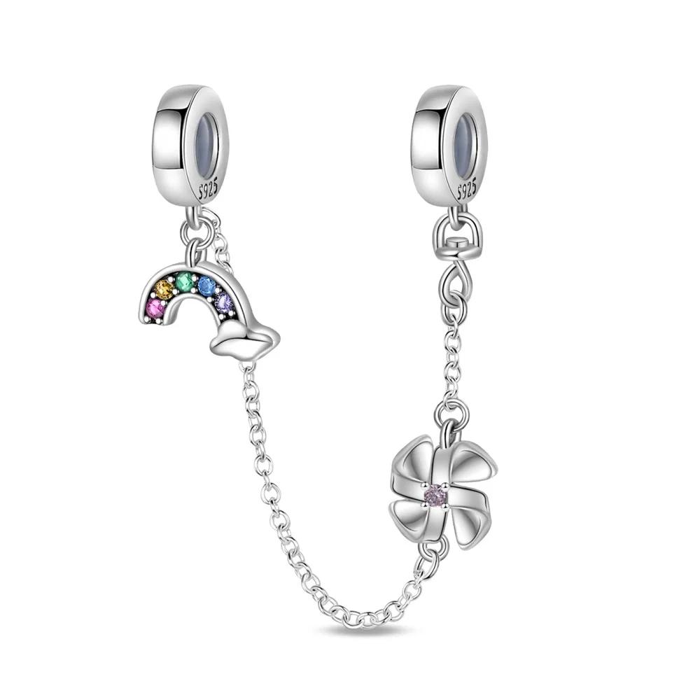 Authentic Copper Linked Hearts Christmas Tree Safety Chain Fit Original Bracelet Diy Charms For Jewelry Making