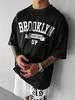 Summer Men Cotton T-Shirt Brooklyn Printing Tops Tees Male Letter Camiseta Short Sleeve Clothin