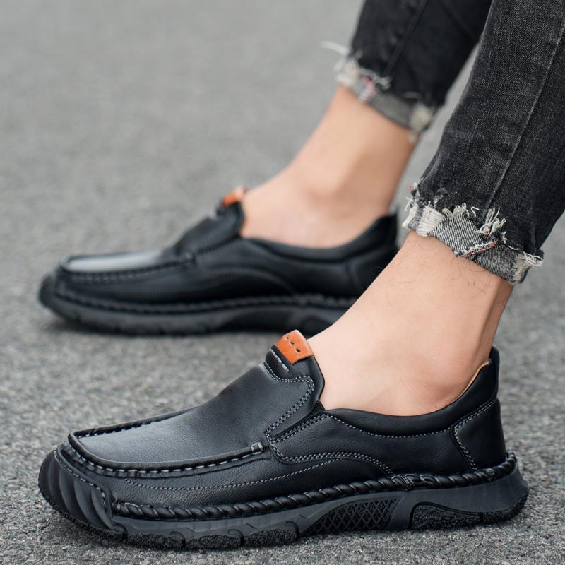 Men's Low-top Leather Shoes Moccasins Sneakers Slip On Casual Shoes Large Size 39-48