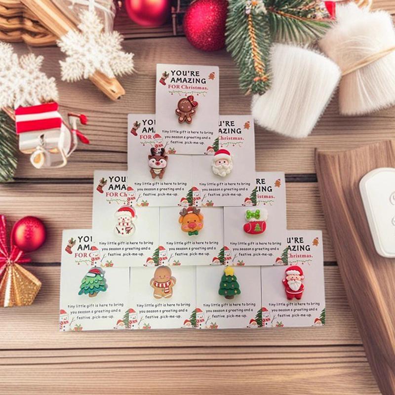 10 st fickkramar med julmotiv, fickkramar med julmotiv, små fickkramar med julmotiv, mini-snögubbe med jultomtemotiv och hjärtevärmande kort