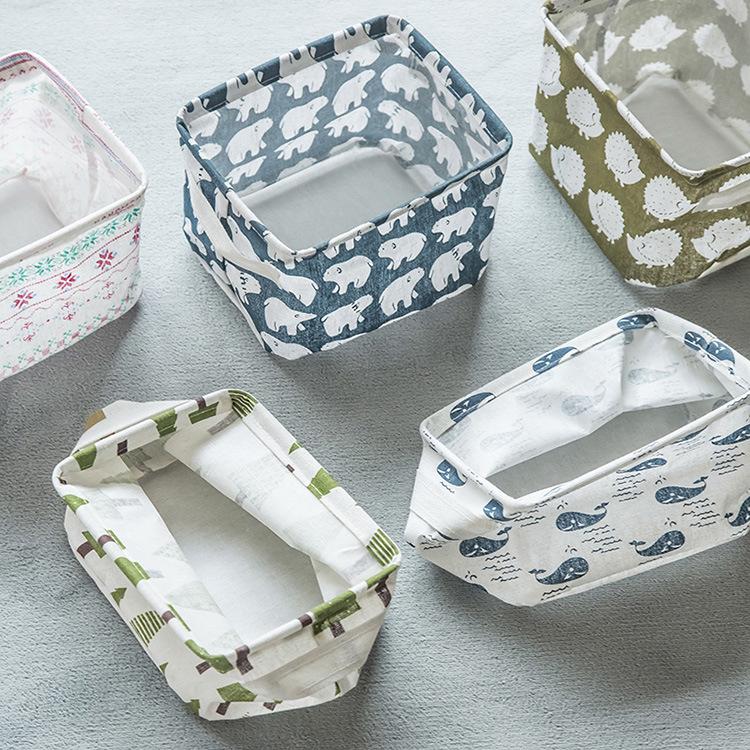 Zakka Cotton Linen Desktop Storage Basket - Small Fresh Fabric Organizer for Miscellaneous Items