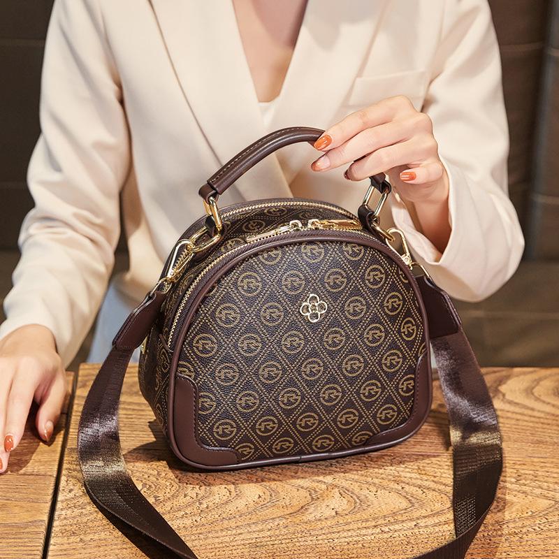 New texture advanced small round shoulder bag for women affordable luxury fashion printed messenger bag