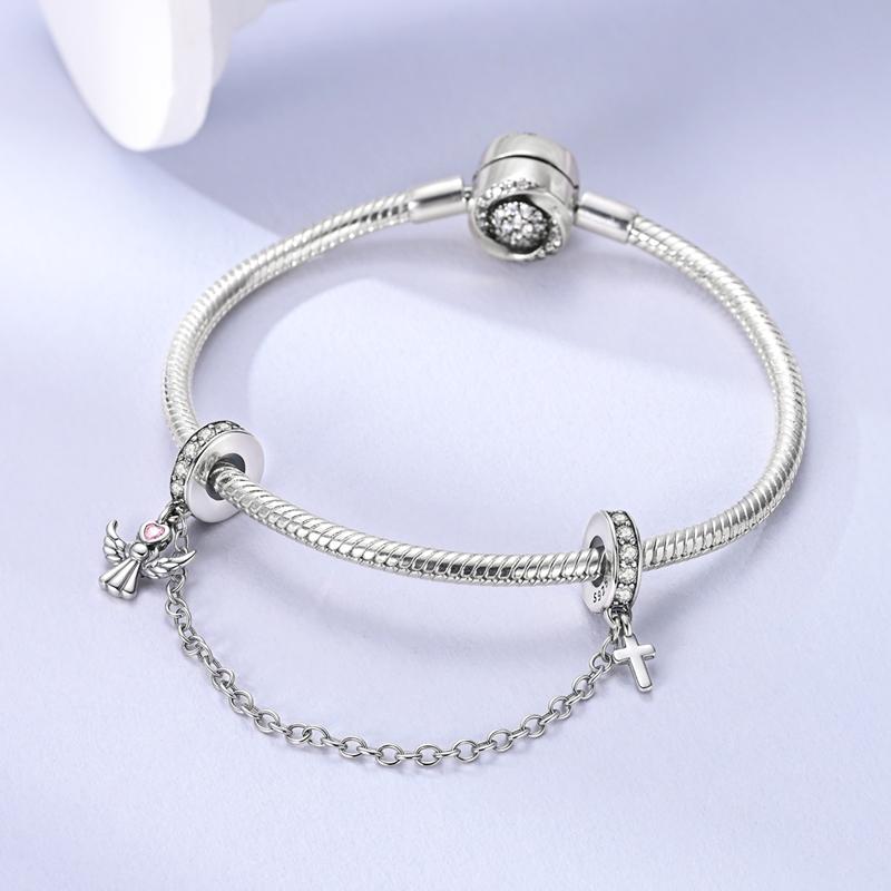 New Copper Flower Heart Bird Leaves Star Safety Chain Beads Bead Fit Bracelet Snake Chain Charms Beaded Women Gift