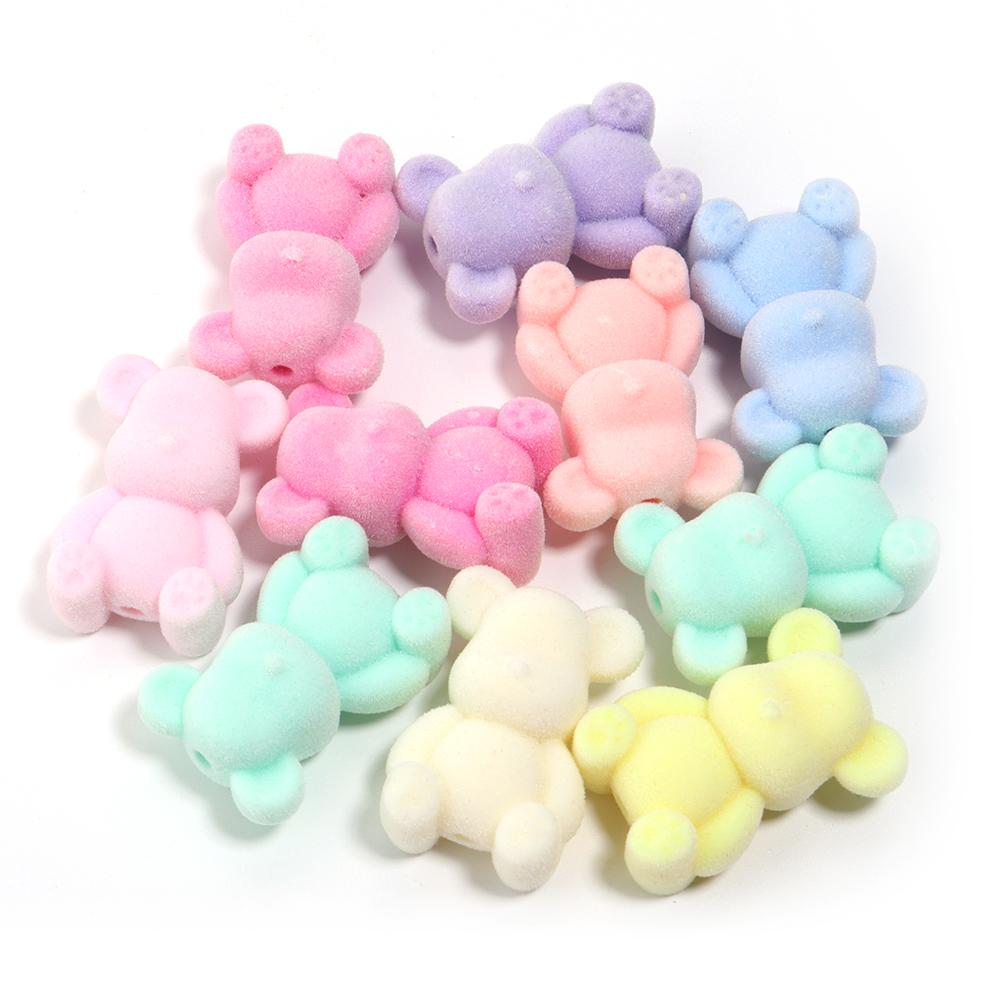 10 Stück Beflockte Acrylperlen Mischfarbe Mehrere Stile Spacer Anhänger Perle für Schmuckherstellung DIY Halskette Ohrringe Haarschmuck