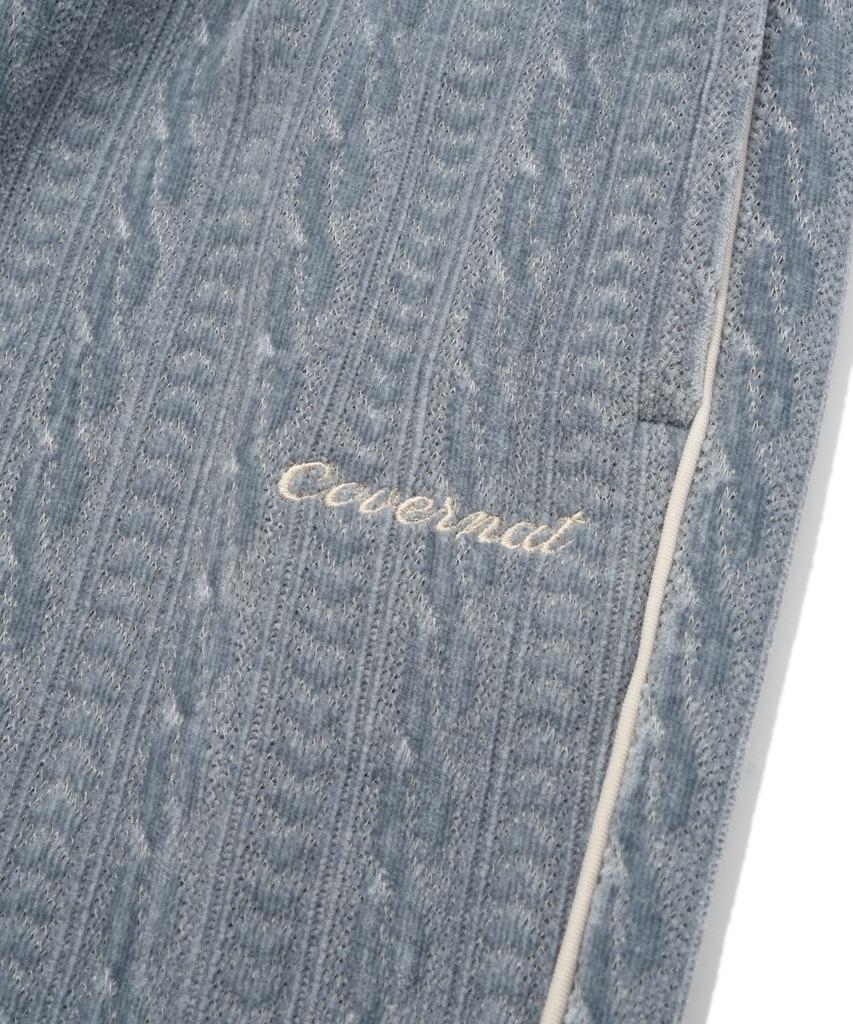 COVERNAT WOMAN Cable Fleece-Lined Elastic Waist Pants Ash Blue