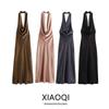 Fashion Style 2024 Autumn New Women's Clothing Stylish Halterneck Texture Mid Length Long Length Dress 8500331