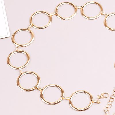 Luxury  Women Metal Chain Belt Designer Brand Large Metal Ring Waist Strap Dress Coat Skirt Lady Decorative Waistband
