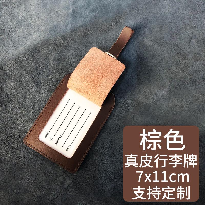 Set Multi-color Optional, Enterprise LOGO Genuine Leather Luggage Tag Passport Cover Bag