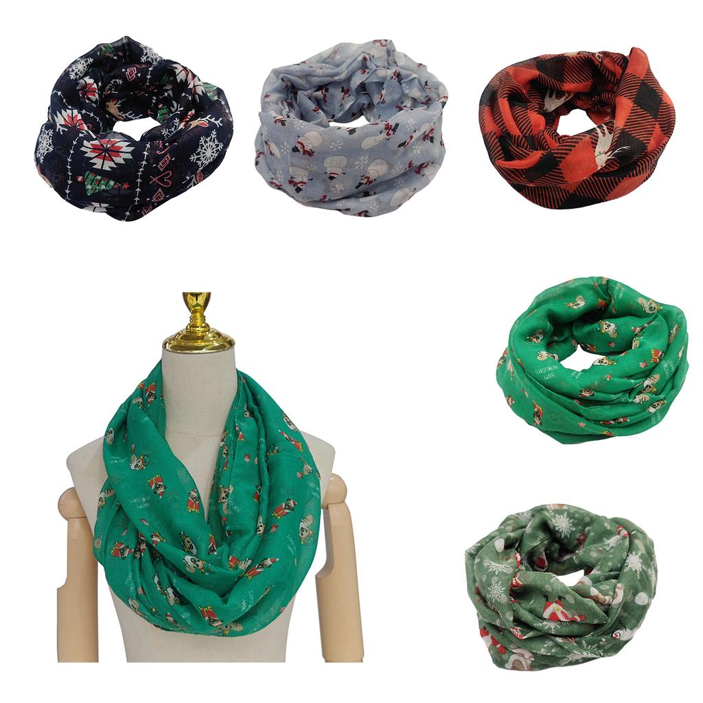 Festlicher Weihnachtsmuster-Schal Feiertags-Warmer Voile-Schal für Weihnachtsfeiern Familientreffen Halsschmuck Stola Wickel